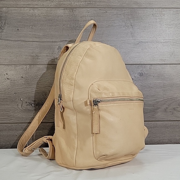 BAGGU Beige Leather Backpack Shoulder Bag Tote Handbag Purse main image 10